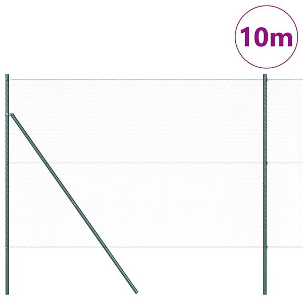 vidaXL Stĺp na plot. Zelen&aacute; 10 x 1,5 m (25 mm oka) Ocel a PVC