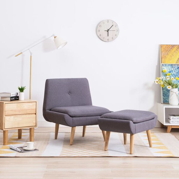 vidaXL Fotelka s podnožkou, siv&aacute;, l&aacute;tka