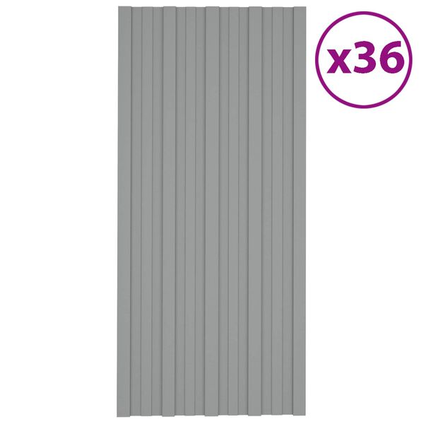 vidaXL Stre&scaron;n&yacute; panel 36 pcs Biely 100 x 45 cm Pozinkovan&aacute; oceľ