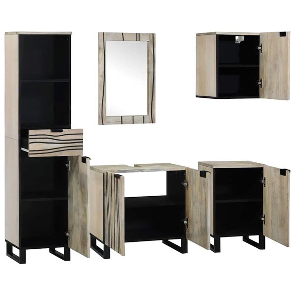 vidaXL Sada k&uacute;peľňov&eacute;ho n&aacute;bytku 5 pcs Walnutov&aacute; hned&aacute; Kompozitn&eacute; drevo