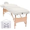vidaXL Skladac&iacute; mas&aacute;žny st&ocirc;l, 3 z&oacute;ny, 10 cm hrub&yacute;, biely