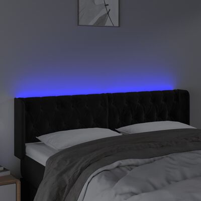 vidaXL Čelo postele s LED čierne 163x16x78/88 cm zamat