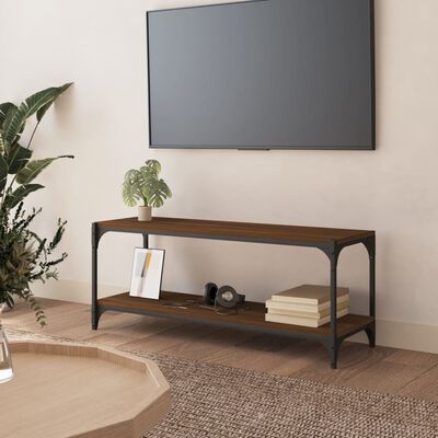 vidaXL TV skrinka hnedý dub 100x33x41 cm spracované drevo a oceľ