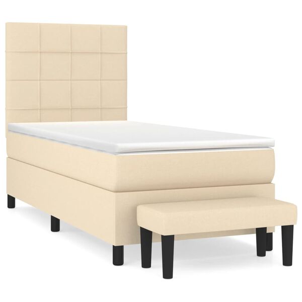 vidaXL Boxspring posteľ s matracom krémová 100x200 cm látka