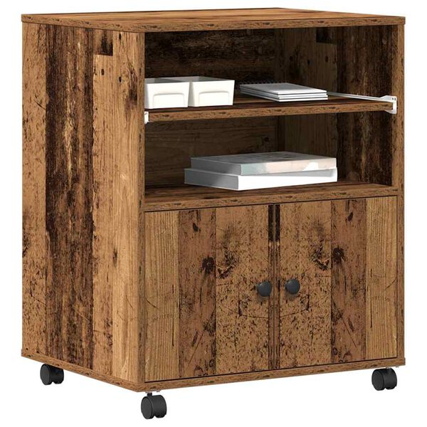 vidaXL Stojan na tlačiareň s úložiskom Staré drevo 60 x 48 x 74 cm