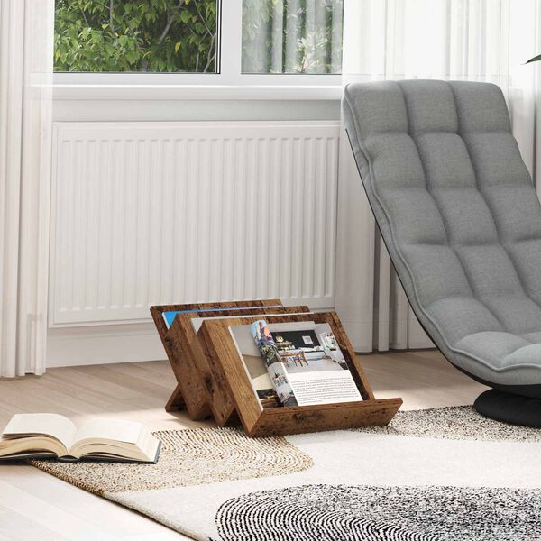 vidaXL Reg&aacute;l na časopisy s poličkou Star&eacute; drevo 53 x 40 x 28.5 cm