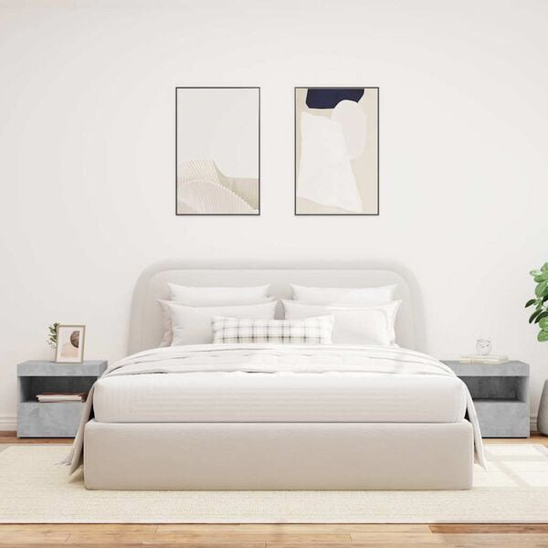 vidaXL Nočn&eacute; stol&iacute;ky s LED svetlami 2 ks bet&oacute;novo siv&eacute; 50x40x45 cm