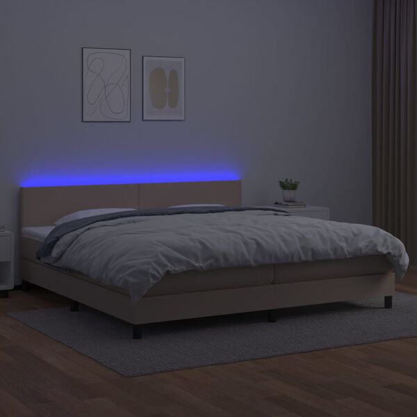 vidaXL Boxspring posteľ matrac a LED kapuč&iacute;nov&aacute; 200x200 cm umel&aacute; koža