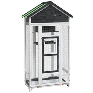 vidaXL Domček pre vt&aacute;ky siv&yacute; 91,5x53x170 cm mas&iacute;vna borovica