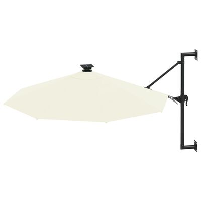 vidaXL Nástenný slnečník s LED a kovovou tyčou 300 cm pieskový