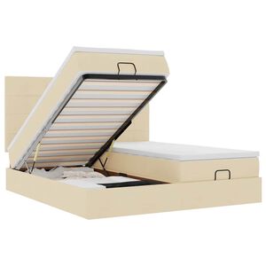 vidaXL Osmansk&yacute; r&aacute;m postele s matracmi kr&eacute;mov&aacute; 200x200 cm l&aacute;tka