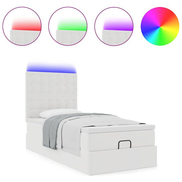 vidaXL Osmanský rám postele s matracom biela 90x200 cm umelá koža