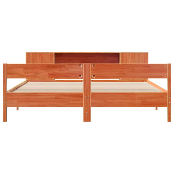 vidaXL Posteľ s knižnicou bez matraca voskov&aacute; 200x200 cm borovica