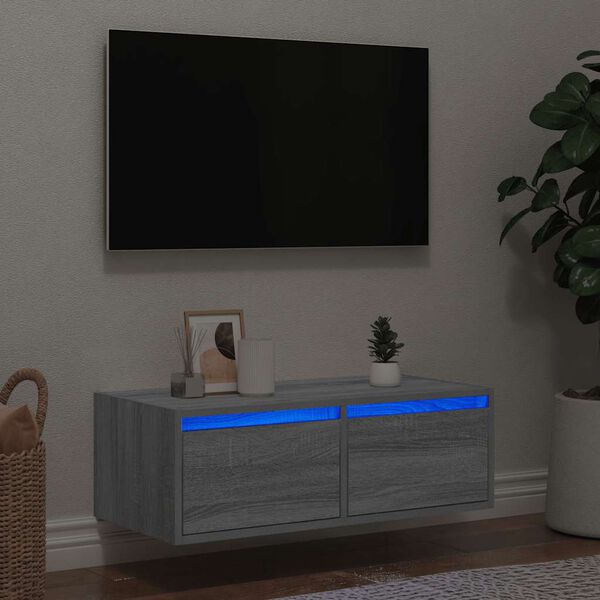 vidaXL TV skrinka s LED svetlami siv&aacute; sonoma 75x35,5x25 cm