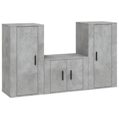 vidaXL 3-dielna súprava TV skriniek betónová sivá spracované drevo