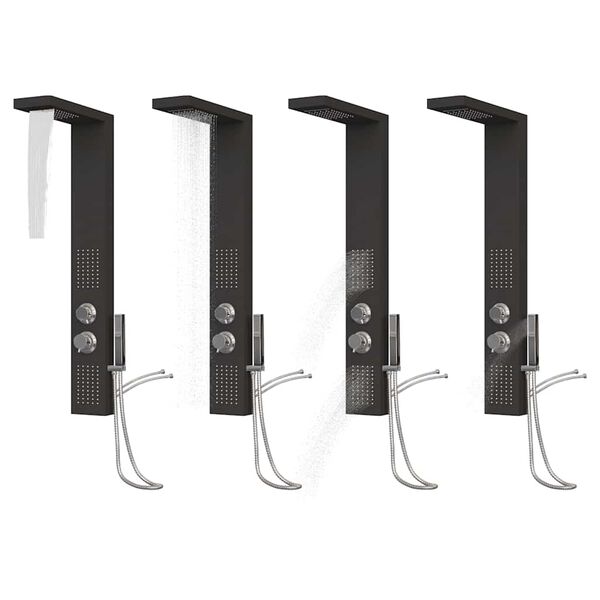 vidaXL Sprchový panel hliníkový čierny