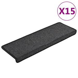 vidaXL Schodov&eacute; rohože 15 ks 65x21x4 cm antracitov&eacute; s obdĺžnikov&yacute;m okrajom