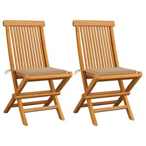 vidaXL Z&aacute;hradn&eacute; stoličky, b&eacute;žov&eacute; podložky 2 ks, t&iacute;kov&yacute; mas&iacute;v