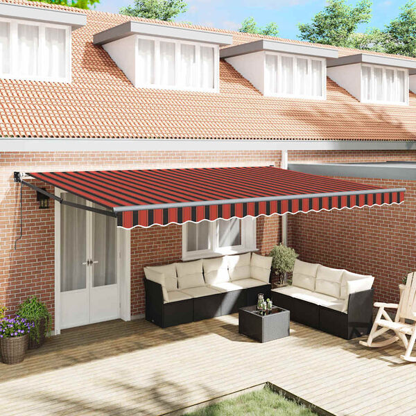 vidaXL Zatemniteľná markíza Oranžová a hnedá 500 × 300 cm Textil a kov