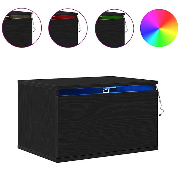 vidaXL N&aacute;stenn&aacute; nočn&aacute; skrinka so z&aacute;suvkou Čierny dub 50 x 36 x 30 cm