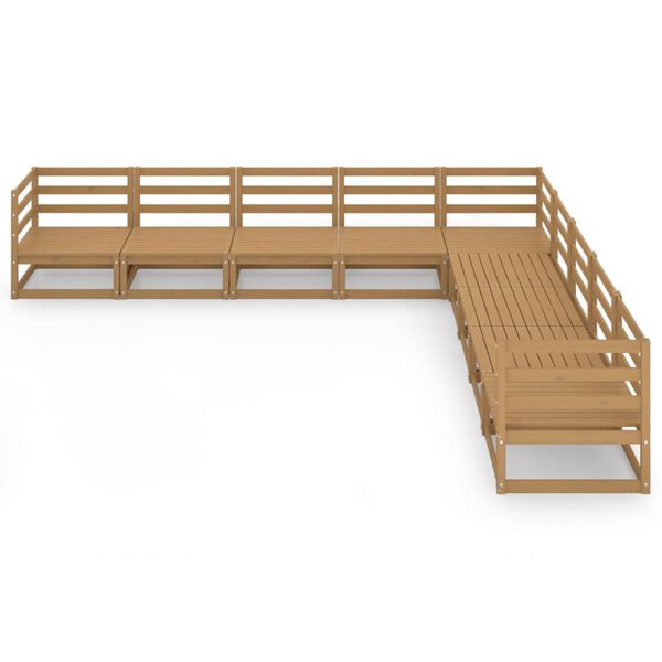 vidaXL 9-dielna z&aacute;hradn&aacute; sedacia s&uacute;prava medovo-hned&aacute; borovicov&yacute; mas&iacute;v