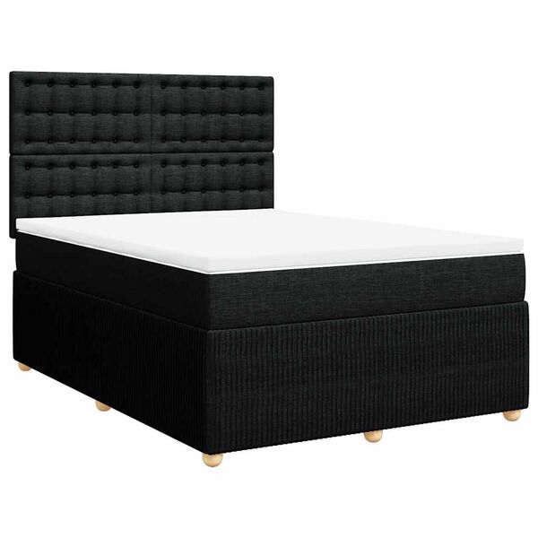 vidaXL Posteľn&yacute; r&aacute;m boxspring s matracom čierny 160x200 cm l&aacute;tka