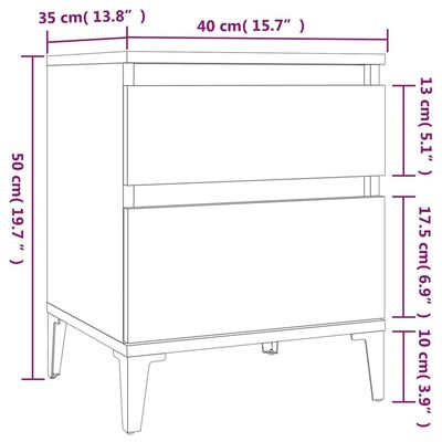 vidaXL Nočný stolík dub sonoma 40x35x50 cm