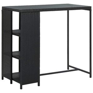 vidaXL Barov&yacute; stol&iacute;k s &uacute;ložn&yacute;m reg&aacute;lom čierny 120x60x110 cm polyratan