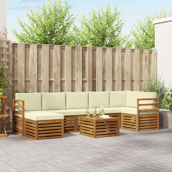 vidaXL S&uacute;pravy pohoviek 8 pcs Pr&iacute;rodn&aacute; a kr&eacute;mov&aacute; Pevn&eacute; ak&aacute;ciov&eacute; drevo