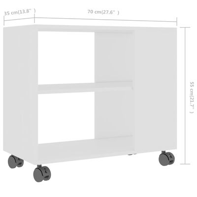 vidaXL Príručný stolík, biely 70x35x55 cm, kompozitné drevo