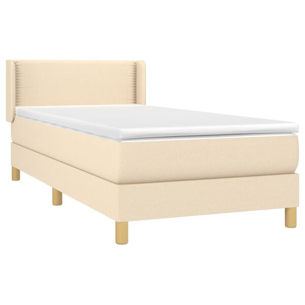 vidaXL Posteľn&yacute; r&aacute;m boxspring s matracom kr&eacute;mov&yacute; 90x190 cm l&aacute;tka