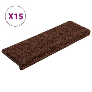 vidaXL Schodov&eacute; rohože 15 ks 65x21x4 cm hned&eacute; s obdĺžnikov&yacute;m okrajom