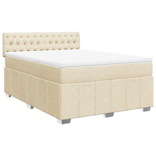 vidaXL Boxspring posteľ s matracom kr&eacute;mov&yacute; 140x190 cm l&aacute;tka