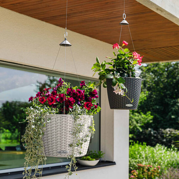LECHUZA Závesný kvetináč NIDO Cottage 35 ALL-IN-ONE, žulovo sivý