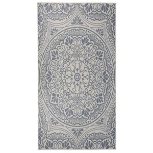 vidaXL Vonkaj&scaron;&iacute; koberec s ploch&yacute;m tkan&iacute;m 80x150 cm modr&yacute; vzorovan&yacute;