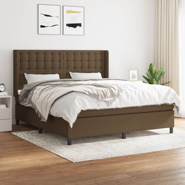 vidaXL Boxspring posteľ s matracom tmavohned&aacute; 160x200 cm l&aacute;tka