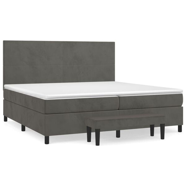 vidaXL Posteľn&yacute; r&aacute;m boxspring s matracom tmavosiv&yacute; 200x200 cm zamat