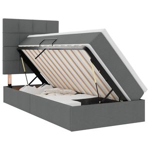 vidaXL Postel s &uacute;ložn&yacute;m prostorem a matrac&iacute; Tmavo &scaron;ed&aacute; 90 x 190 cm
