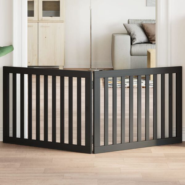 vidaXL Br&aacute;na pre psa skladacia 2 panely čierna 160 cm topoľov&eacute; drevo