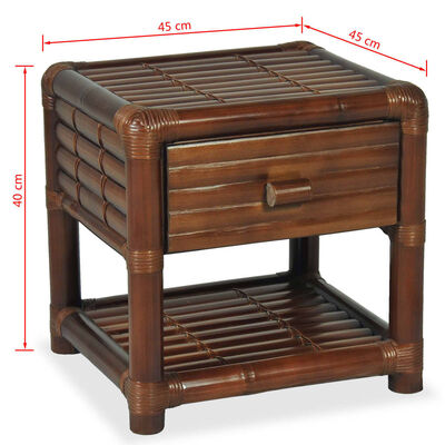 vidaXL Nočný stolík, 45x45x40 cm, bambus, tmavohnedý