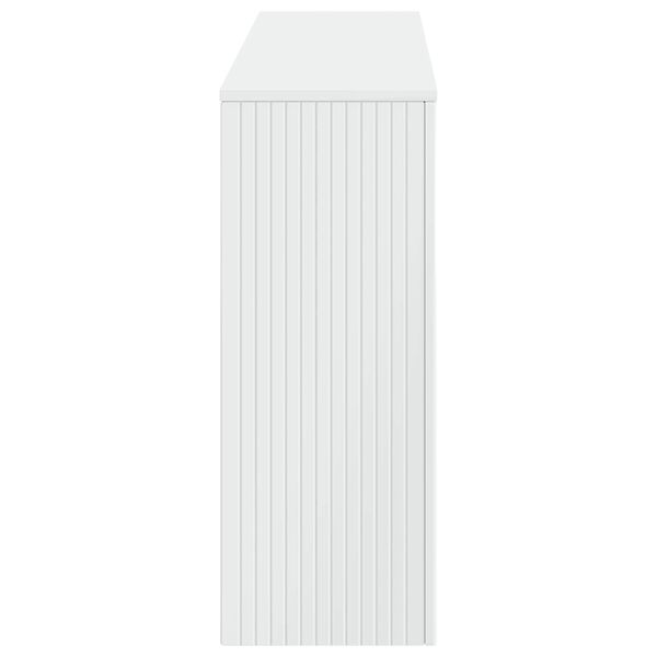 vidaXL Konzolov&yacute; st&ocirc;l Pruhovan&yacute; Vysok&yacute; Leskl&yacute; Biely 155 x 29 x 74 cm