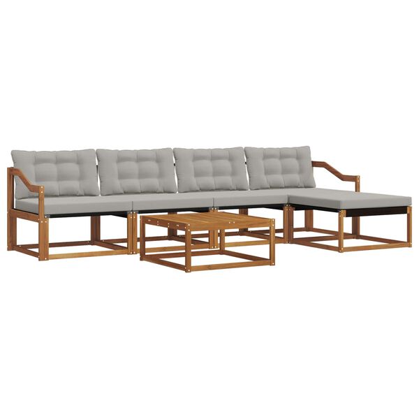 vidaXL Z&aacute;hradn&aacute; s&uacute;prava gaučov s vank&uacute;&scaron;om 6 pcs Pr&iacute;rodn&aacute; a svetlosiv&aacute;