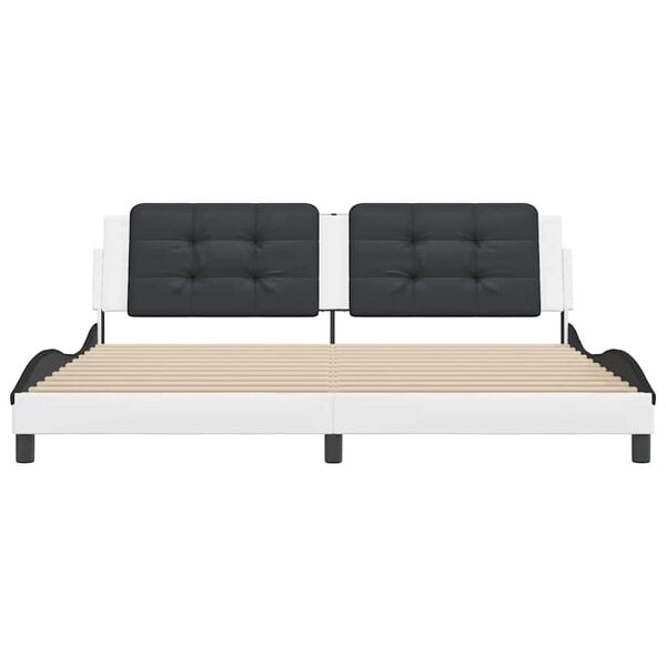 vidaXL R&aacute;m postele bez matraca Zadar bielo-čierny 200x200 cm umel&aacute; koža