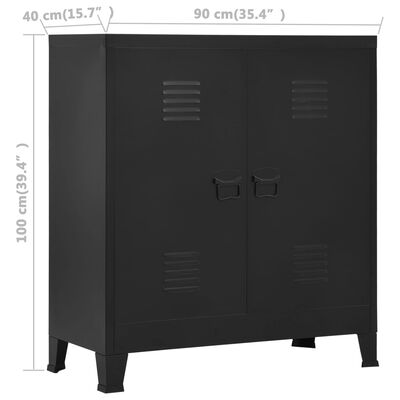 vidaXL Industriálna úložná skrinka, čierna 90x40x100 cm, oceľ