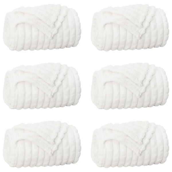 vidaXL Prikr&yacute;vky na hodenie 6 pcs Biela 200 x 150 cm Fl&iacute;s