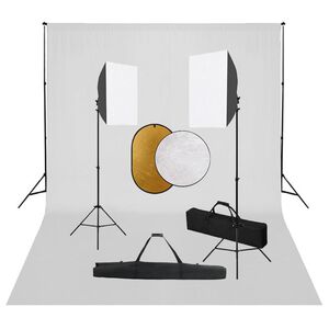 vidaXL Fotografick&eacute; vybavenie so softboxami, pozad&iacute;m a reflektorom
