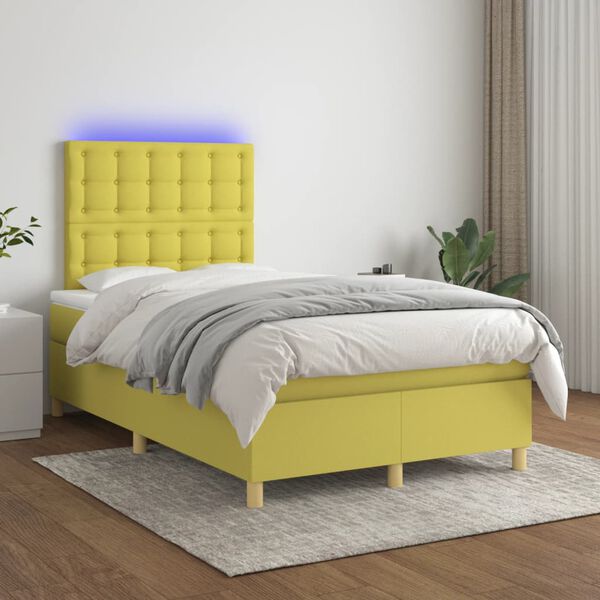 vidaXL Posteľ boxsping s matracom a LED zelen&aacute; 120x200 cm l&aacute;tka