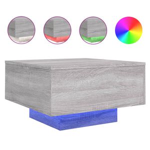 vidaXL Konferenčn&yacute; stol&iacute;k s LED svetlami siv&yacute; sonoma 55x55x31 cm
