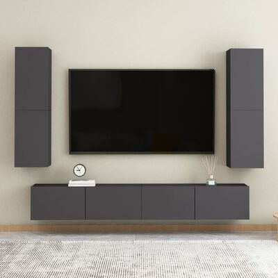 vidaXL TV skrinky 2 ks, sivé 30,5x30x110 cm, kompozitné drevo