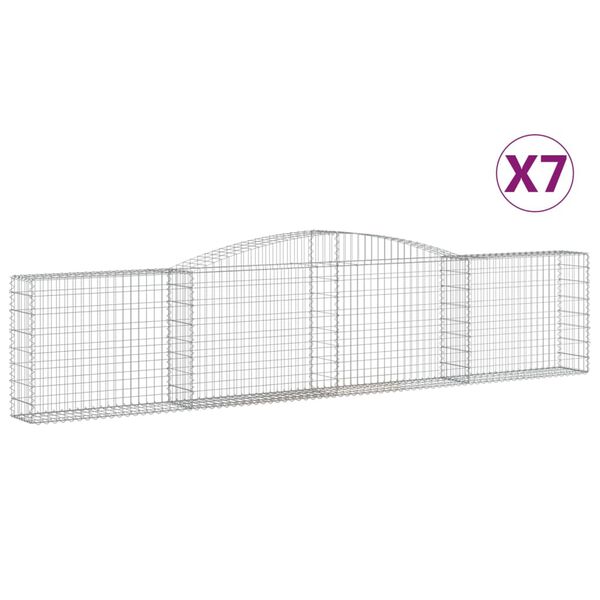 vidaXL Oblúkové gabionové koše 7 ks 400x30x80/100cm pozinkované železo